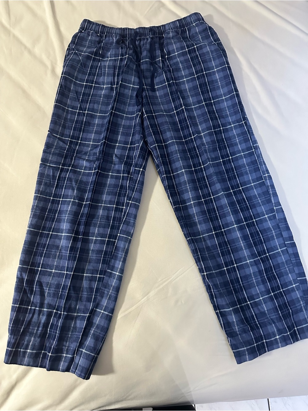 Charter Club Navy and White Plaid Pajama Pants